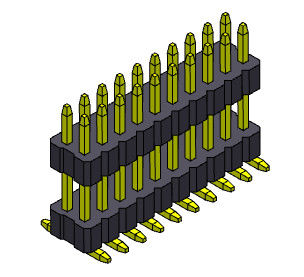 1.00mm Dubbele Rij Vrouwelijk Pin Connector Stack Straight SMT 2*2 PIN To 2*40PIN